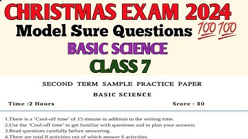 Christmas Exam 2024 Class 7 Basic science| Second term exam 2024 | Model Question and Answers