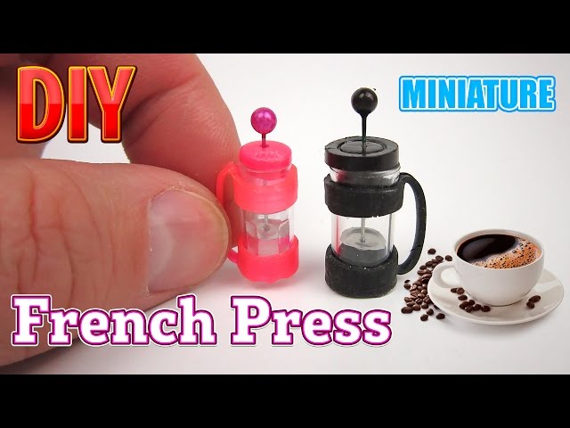 DIY Miniature French Press Coffee Maker mini food for DollHouse 