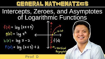 Intercepts, Zeroes, and Asymptotes of Logarithmic Functions | General Mathematics