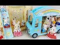 Baby doll rabbit Sylvanian swing house and slide bus car toys play 아기인형 토끼 실바니안 유치원 버스 장난감놀이