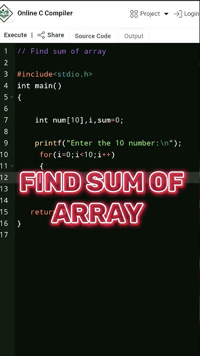 Find Sum of Array in C | C programming | #coding #array #problem #c ...