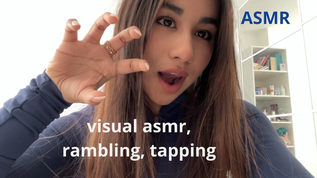 ASMR I visual hand movements and rambling, tapping, ear to ear whispering and soft spoken ♡