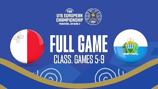 Malta v San Marino | Full Basketball Game | FIBA U16  European Championship 2023