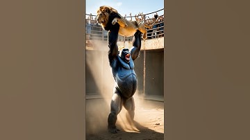Can a Gorilla Really Defeat a Lion in a One-on-One Fight? 🦍🦁 #gorilla #lion #animalfight #animals