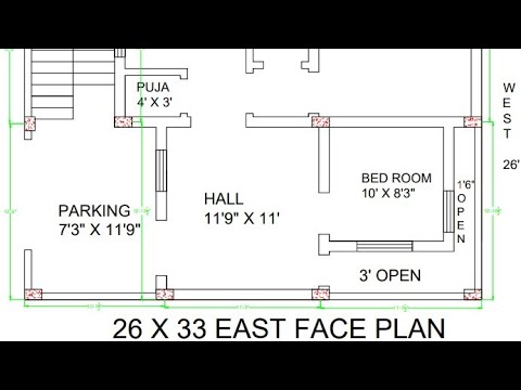 26  33 east  face  simple  house  plan  map naksha details 