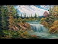 Mountain Falls Oil Painting Part 2 - Rocks, waterfall, and more bushes