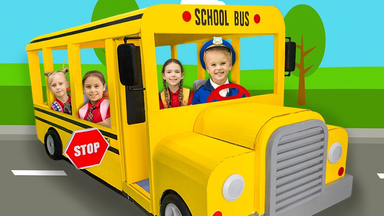 ⁣Chris rides on school bus and helps his friends get to school