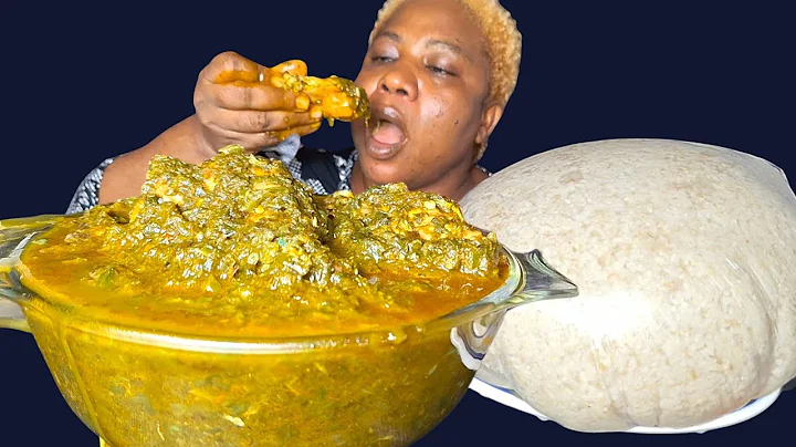 Nigeria food ASMR mukbang Afang soup with fufu mukbang