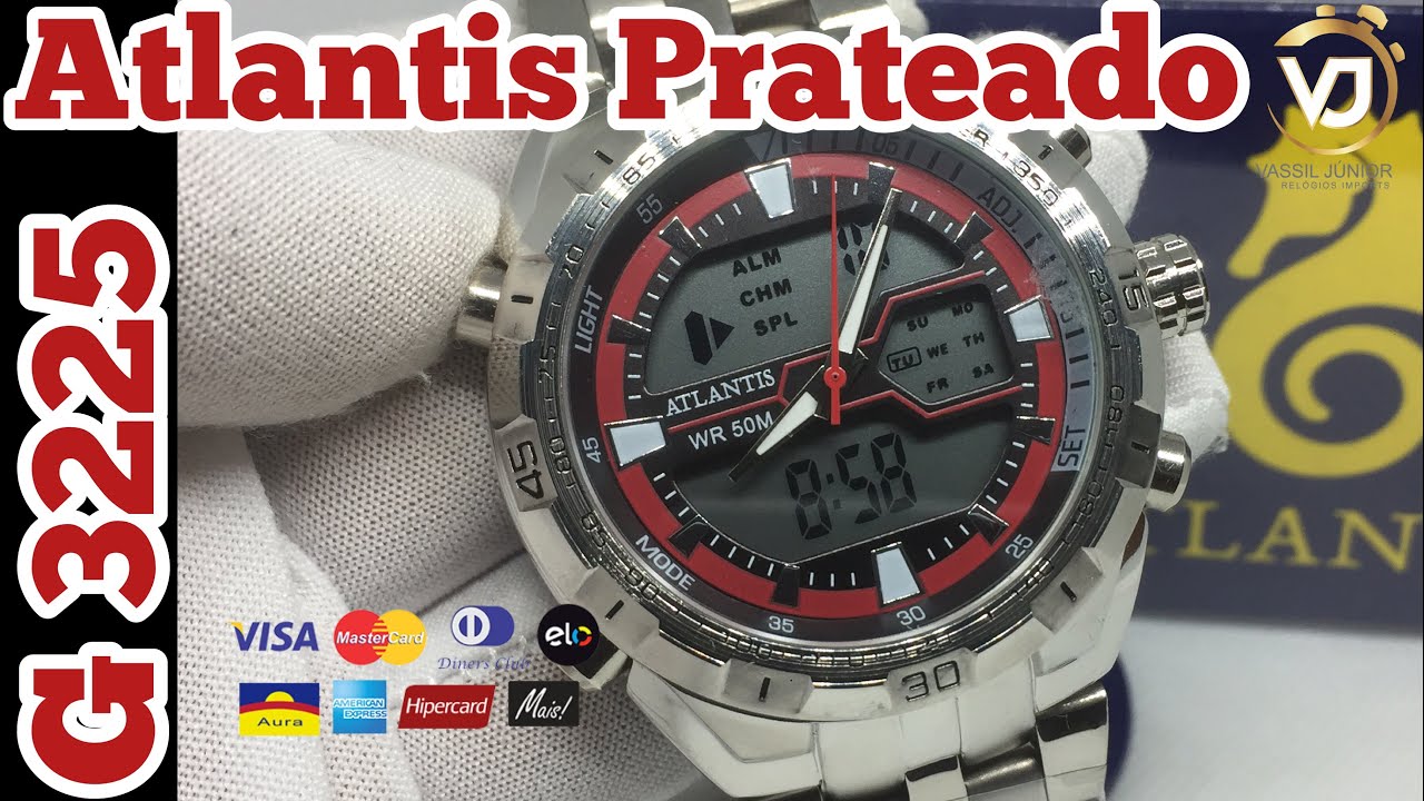 Relógio Atlantis G 3225 Prateado - YouTube
