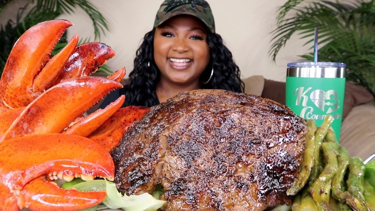 SEAFOOD MUKBANG , GIANT LOBSTER CLAWS + RIBEYE STEAK 먹방쇼 YouTube