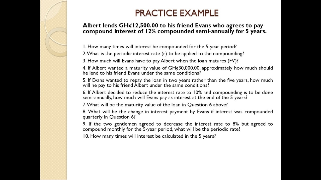 COMPOUND INTEREST PRACTICE EXAMPLE - YouTube