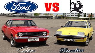 Ford Cortina Mk3 vs Vauxhall Cavalier Mk1  70s Saloons Shootout! (1977 1.6 L/1975 1.9 GL Road Test)