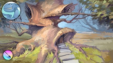 Tree house. Krita digital painting. Time lapse video.