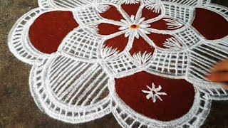 Simple flower kol //friday kolam //daily kolam //pandaga mugulu //rangoli kolam //Renuga's Lifestyle