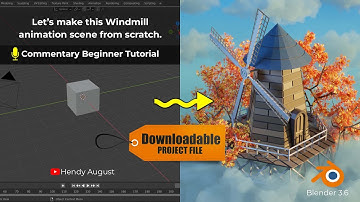 COMMENTARY TUTORIAL | Windmill Animation Scene | Cycles | Blender 3+