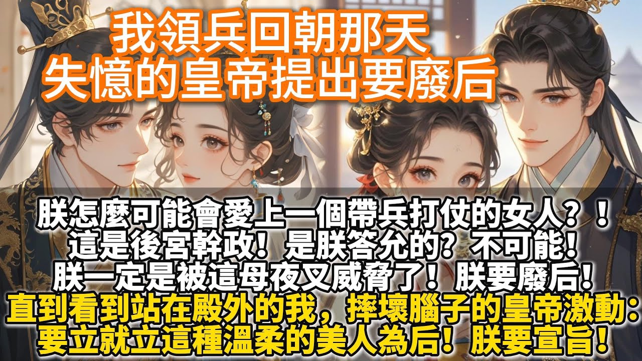 完結好哭文：我領兵回朝那天，失憶的皇帝提出要廢后。朕怎麼可能會愛上一個帶兵打仗的女人？！這是后宮幹政！是朕答允的？直到看到站在殿外的我，摔壞腦子的李若水激動道：要立就立這種一看就溫柔的美人為后！來人！