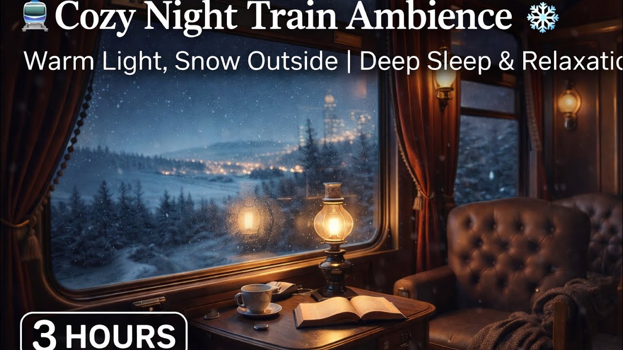🚆 Уютная атмосфера ночного поезда ❄️ | Теплый свет, снег за окном | Глубокий сон и расслабление