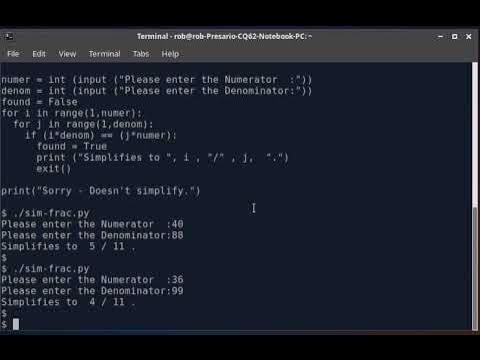 Python Program to Simplify Fractions. - YouTube