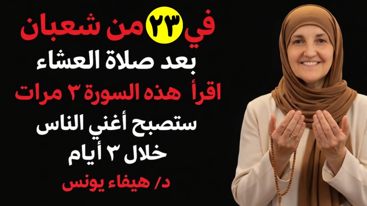 في 23 من شعبان بعد صلاة العشاء، اقرأ هذه السورة 3 مرات وسيصلك مبلغٌ ماليٌّ كبير وستصبح من أغنى الناس