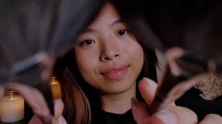 ASMR Softly Brushing You To Sleep 🌸 Face Brushing with Fan Brushes (Layered Sounds - No Talking)