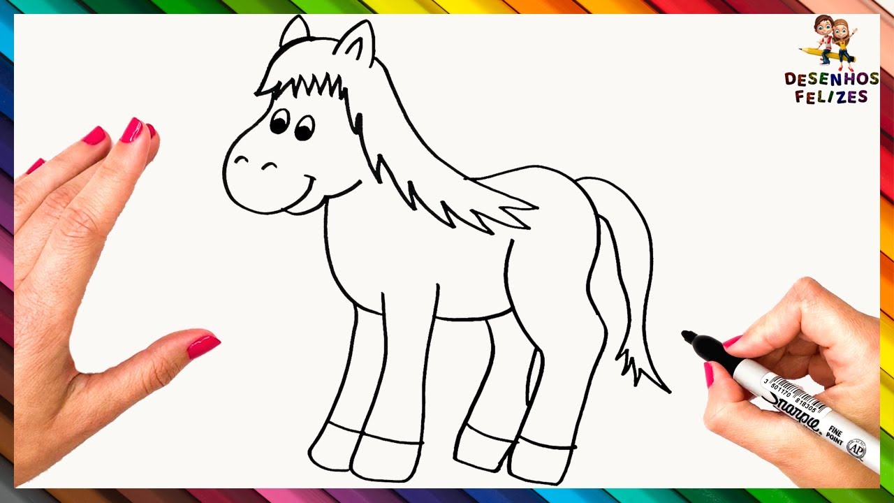 Como desenhar um cavalo FACIL passo a passo para crianças e iniciantes 3 