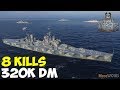 World of WarShips | Minotaur | 8 KILLS | 320K Damage - Replay Gameplay 4K 60 fps