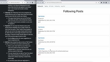 CS50w Project 4 Network | HTML, CSS, Bootstrap, Javascript, Python, Django