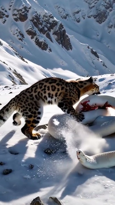 Rare image, giant headless python attacked by snow leopard #bigpython # ...