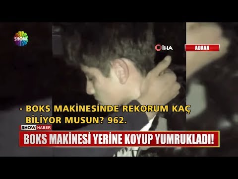 Boks makinesi yerine koyup yumrukladı!