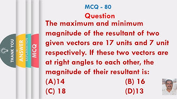 The maximum & minimum magnitude of resultant of two given vectors are 17 units & 7 unit respectively