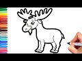 Как нарисовать лося. Простой рисунок и раскраска. How to draw a moose. Simple drawing and coloring