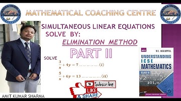 Simultaneous linear equations/Elimination method/Icse/Class 9/Maths/