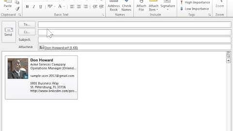 Outlook 2010 Send a vCard