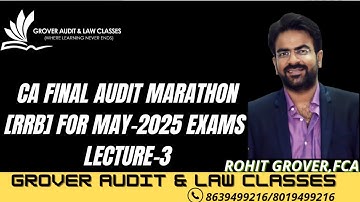 CA FINAL Audit Marathon(Lecture-3) II FCA ROHIT GROVER #cafinal #cafinalauditrevision #icai #audit