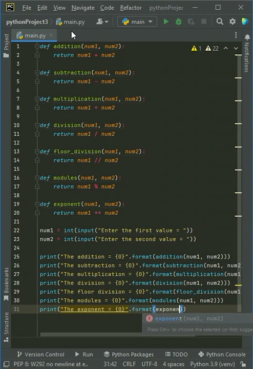 Python program to do arithmetic calculations using functions #shorts # ...