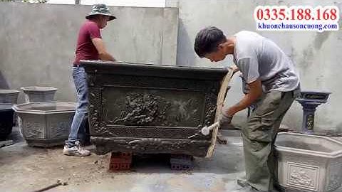 Khuôn chậu Sơn Cương  Tháo khuôn chậu Vuông 1,2m   Hoa văn cực nét