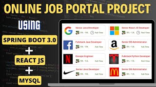 Online Job Portal Project using Spring Boot and React JS | Java | Spring Boot 3 Project | React JS