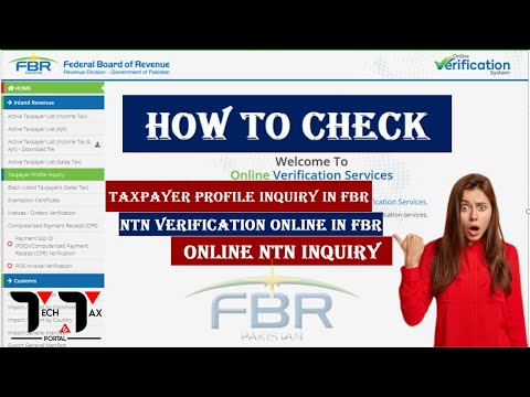 NTN Verification Online FBR | Online NTN Inquiry | Taxpayer Profile Inquiry FBR Online | NTN Check