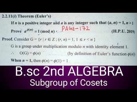 B.sc 2nd year || Euler Theorem || || ALGEBRA || - YouTube