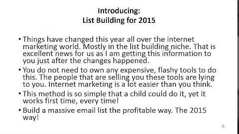 List Building for 2015 Review ( OFFICIAL VIDEO ) GET IT NOW