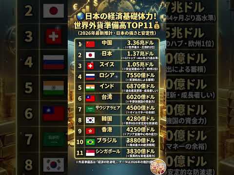 日本の底力！【2026最新】世界外貨準備高ランキングTOP11