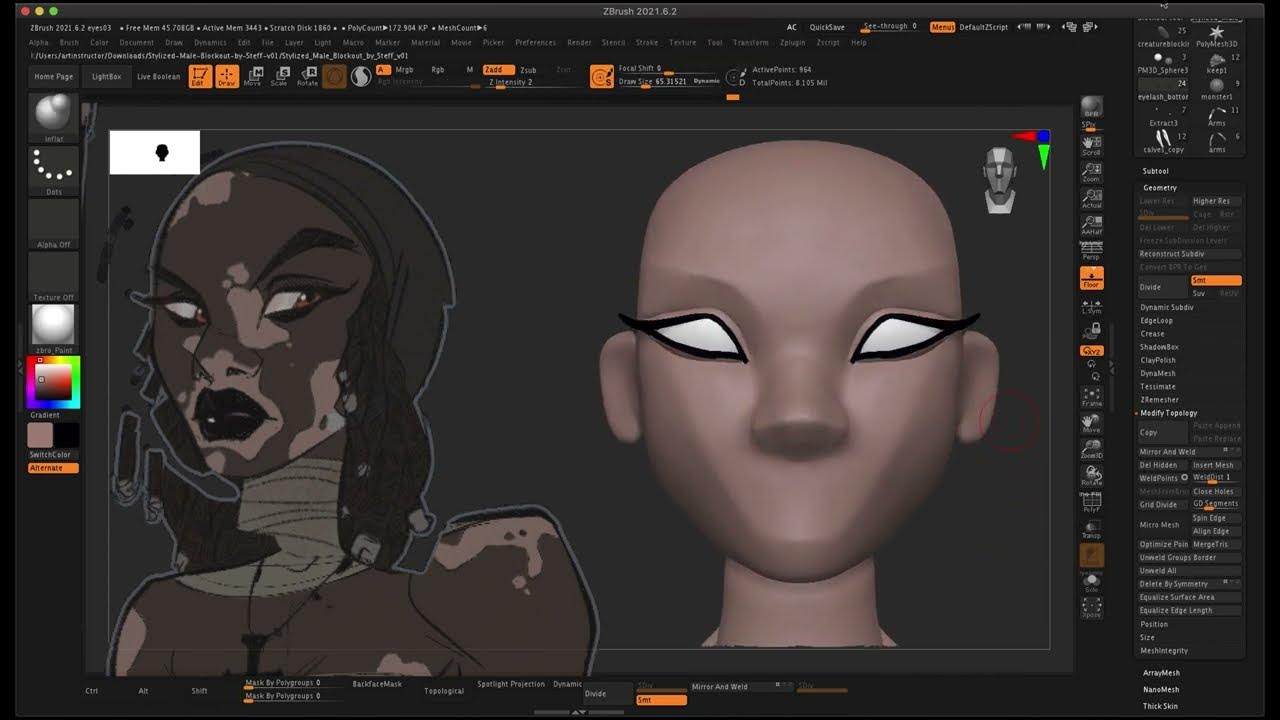 Simple Eyelashes in ZBrush 2022 YouTube