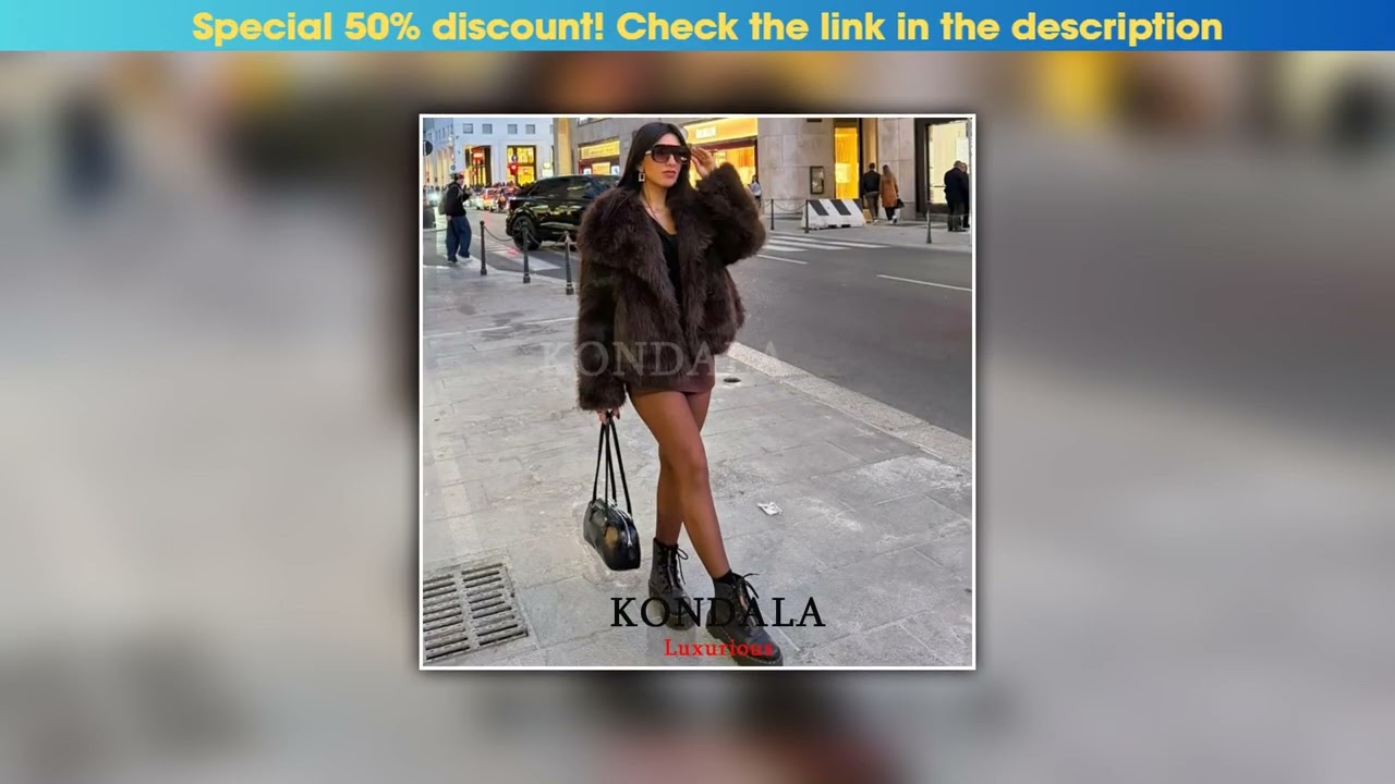 First Look KONDALA Casual Brown Thick Fur Jackets Women Long Sleeve V Neck Autumn Winter Faux Fur C