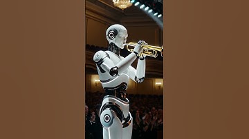 FUTURE ROBOT PLAYING THE TRUMPET.