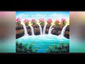 Waterfall landscape\  Easy acrylic painting for beginners \ Tropical waterfall