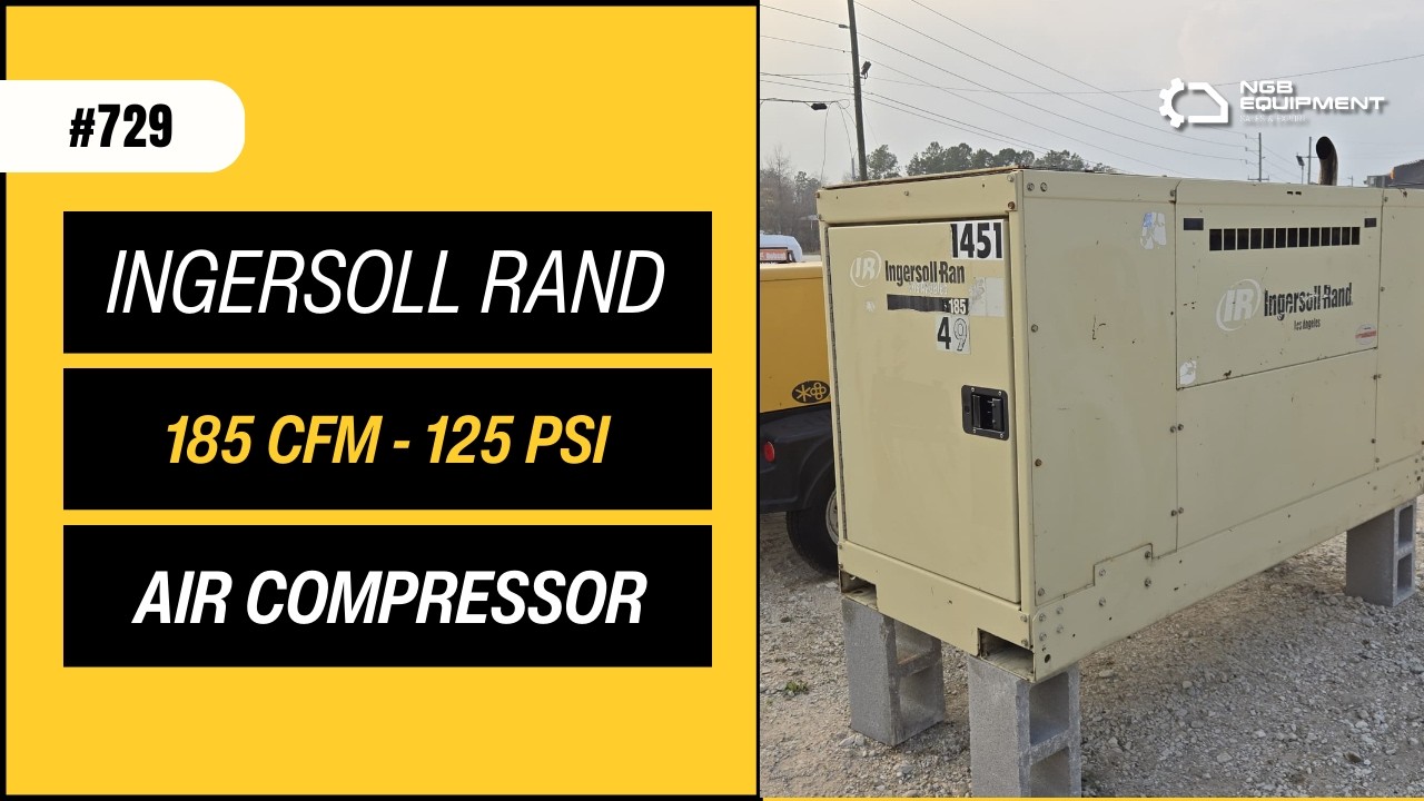 Ingersoll Rand 185 CFM Skid Mount Air Compressor — Listo para Trabajar