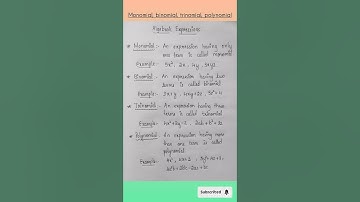 Algebraic Expressions (Monomial, Binomial, Trinomial, Polynomial). #math