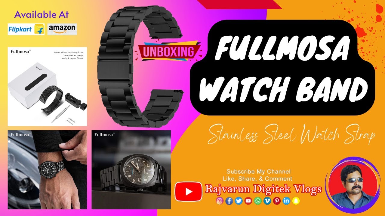 Fullmosa Watch Band 20mm, Stainless Steel Watch Strap Unboxing