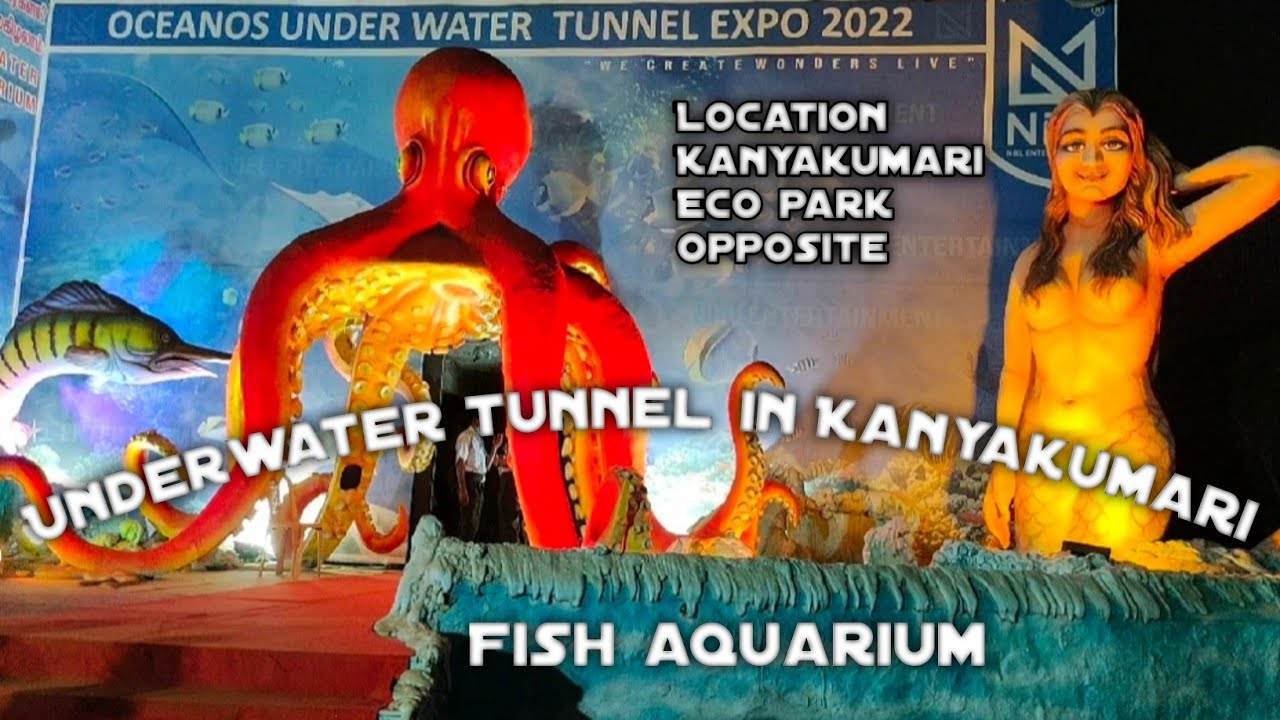Underwater tunnel In Kanyakumari underwater fish aquarium Oceanos underwater tunnel expo