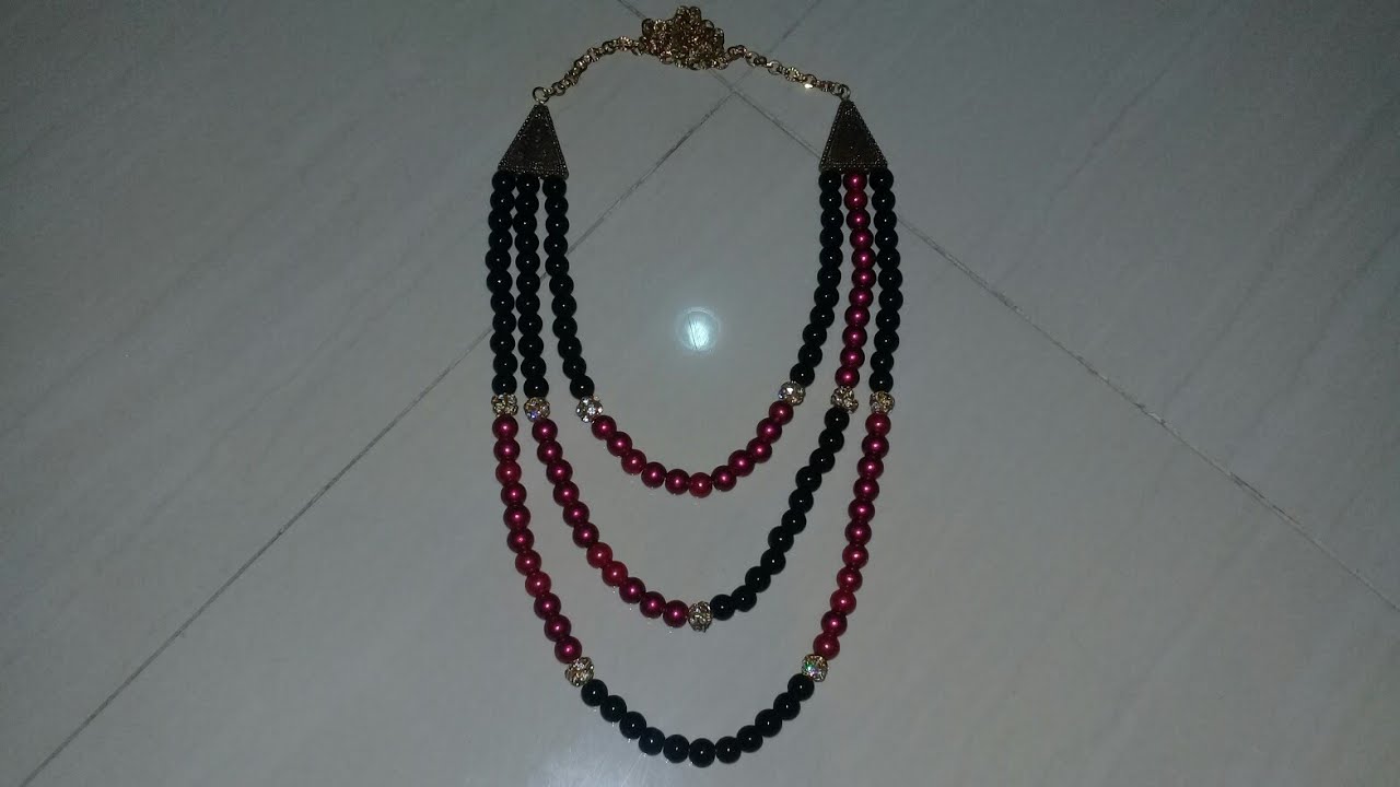 طريقة عمل عقد لولي ثلاثة أدوار بسهولة وغير مكلف👌👇